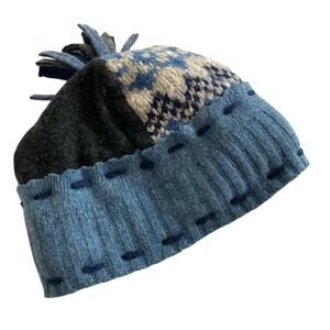 Baabaazuzu Blue Handmade Patchwork Fleece Lined Hat Adult S/M Ski Outdoors